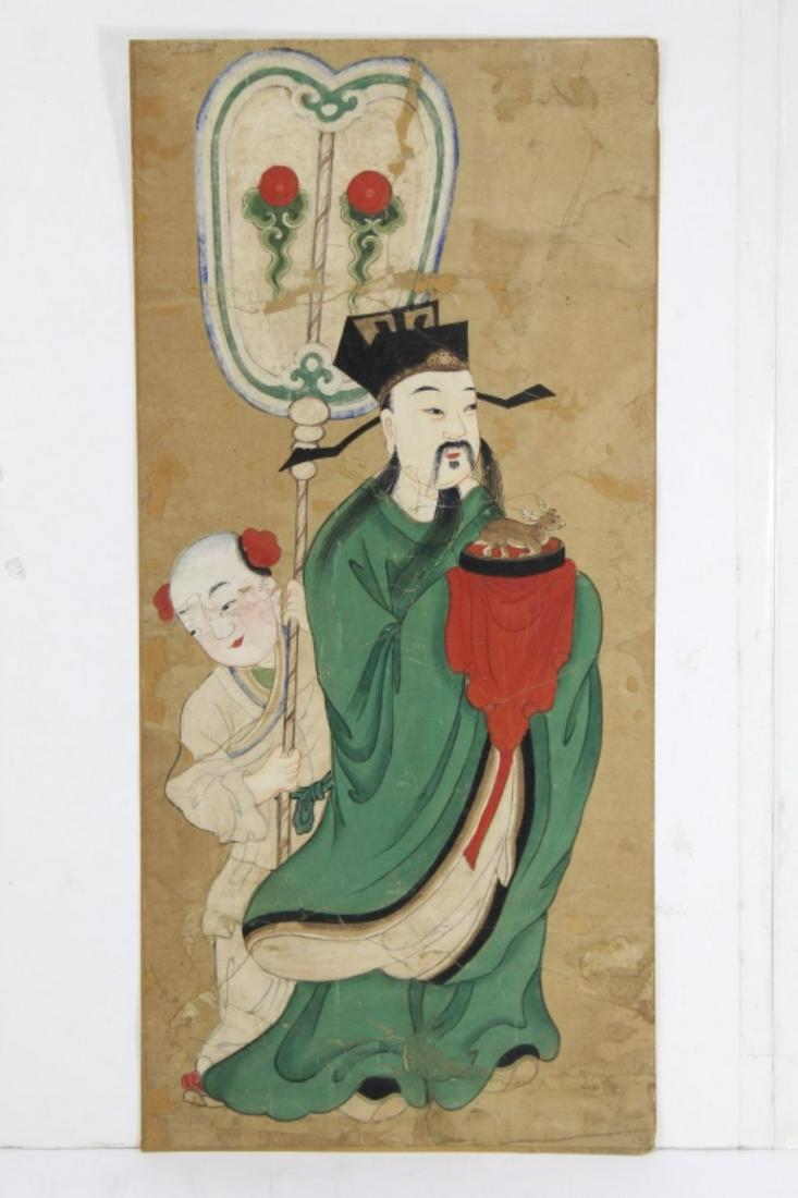 Antique Chinese Painting on Paper Court Figure (1 of 6)