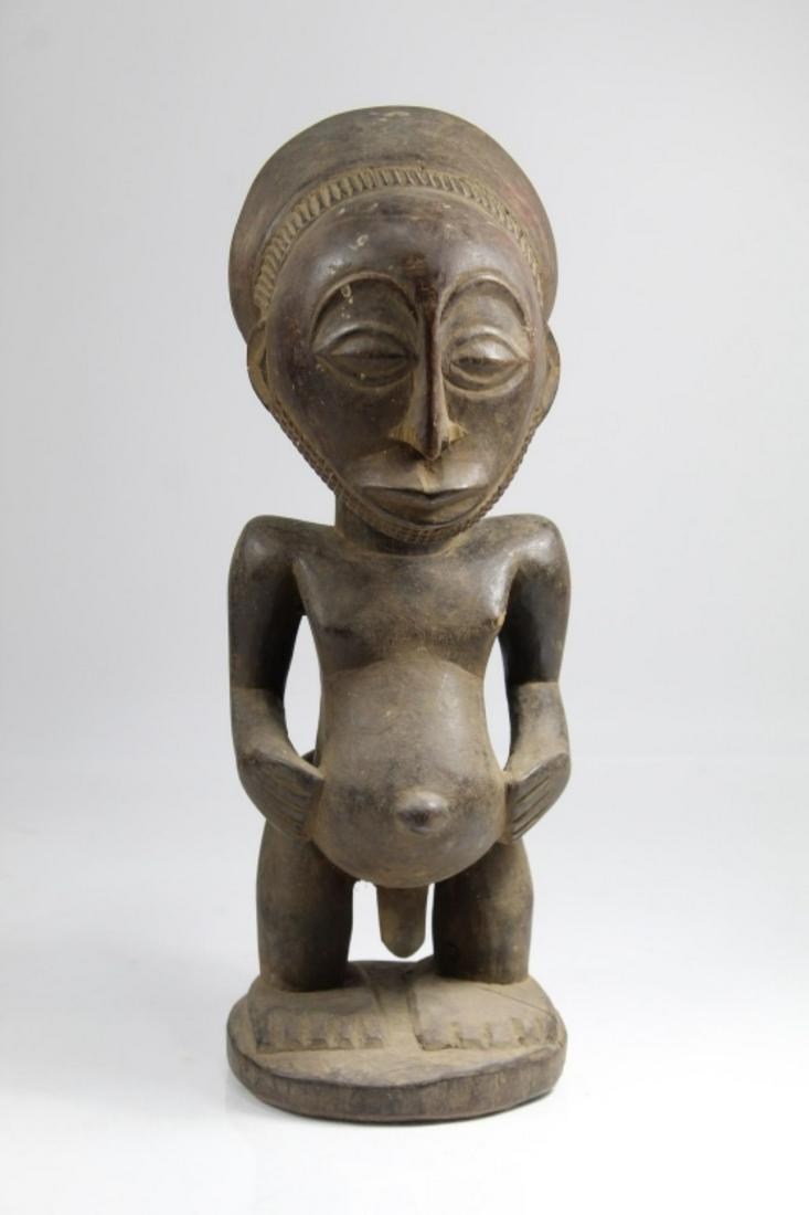 African Luba Male Carve Wood Fertility Figure 16" (1 of 8)