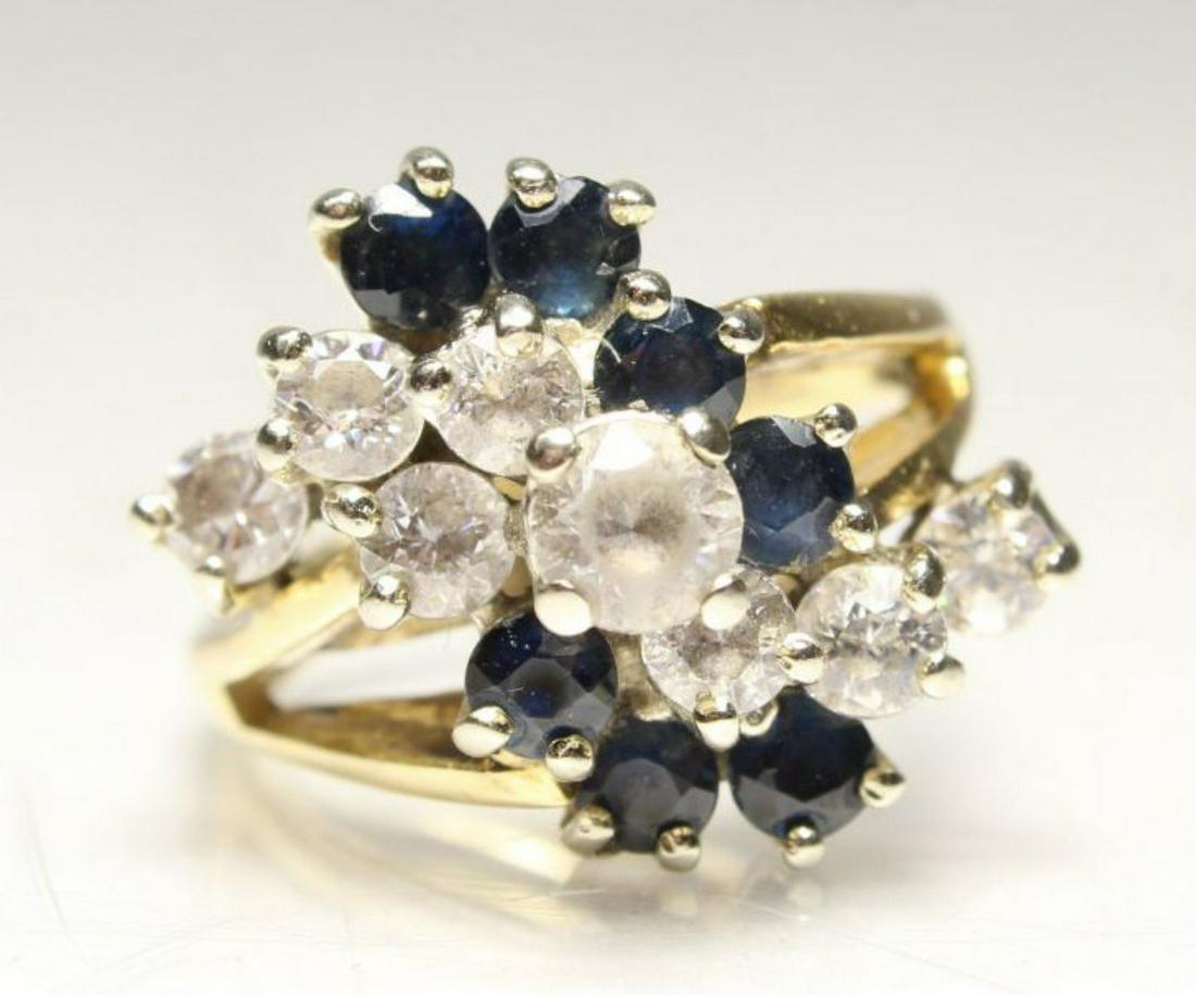 14k Yellow Gold Sapphire & Diamond Ring (1 of 5)