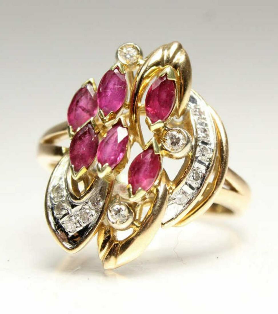 14k Yellow Gold Ruby & Diamond Ring (1 of 6)