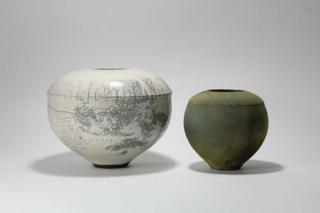 Two Artist Signed Raku Vases / Pots (1 of 6)