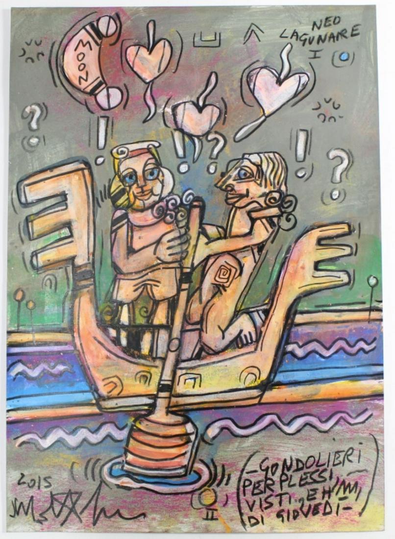 Martino Delego Figural Abstract Mixed Media Drawing (1 of 5)