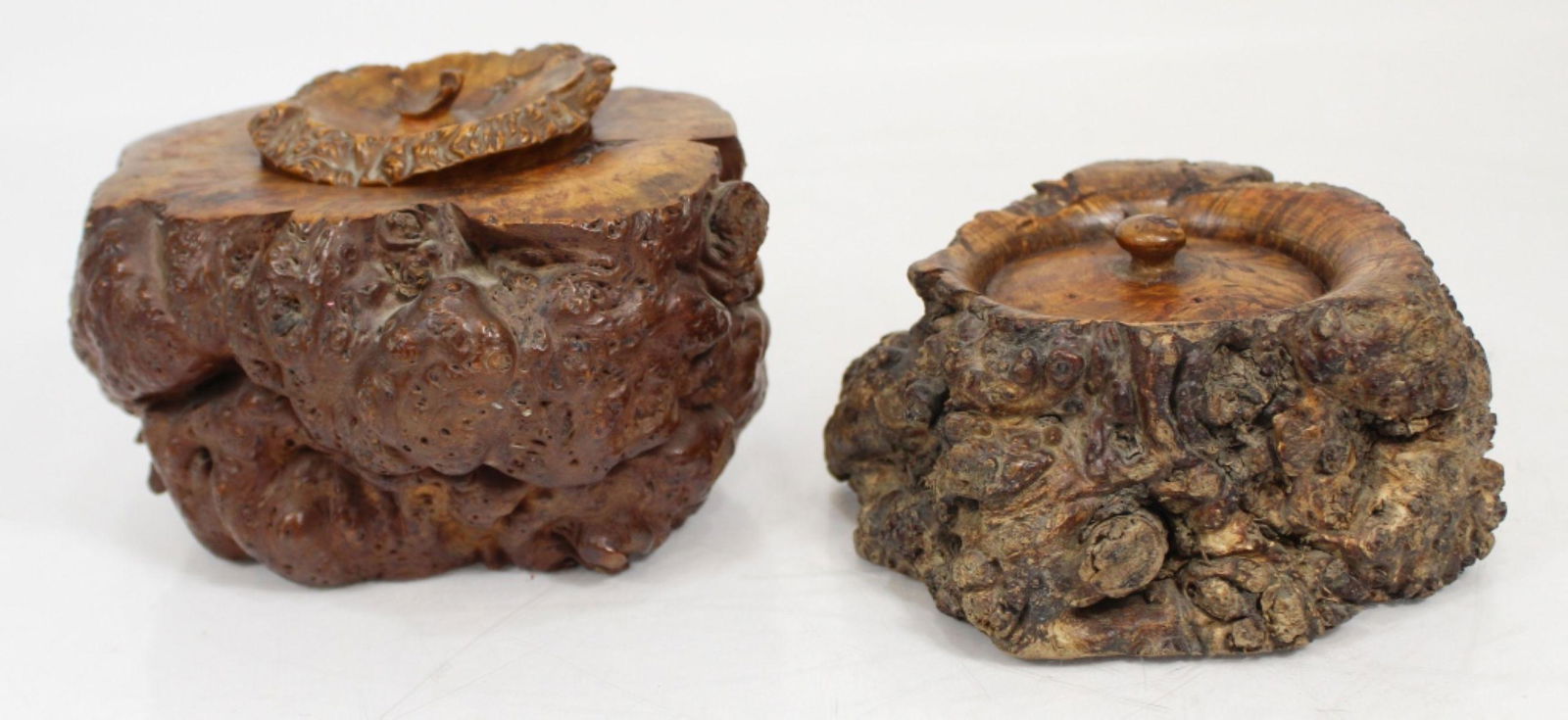 Two Vintage Turned Burl Wood Boxes (1 of 5)