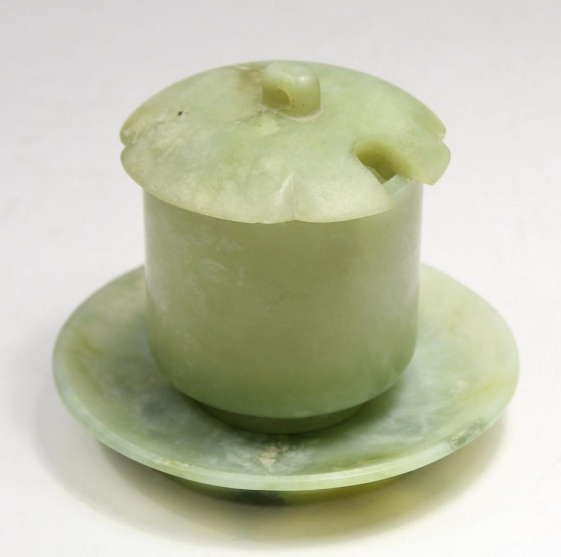 Chinese Jade Lidded Condiment Jar with Tray (1 of 10)