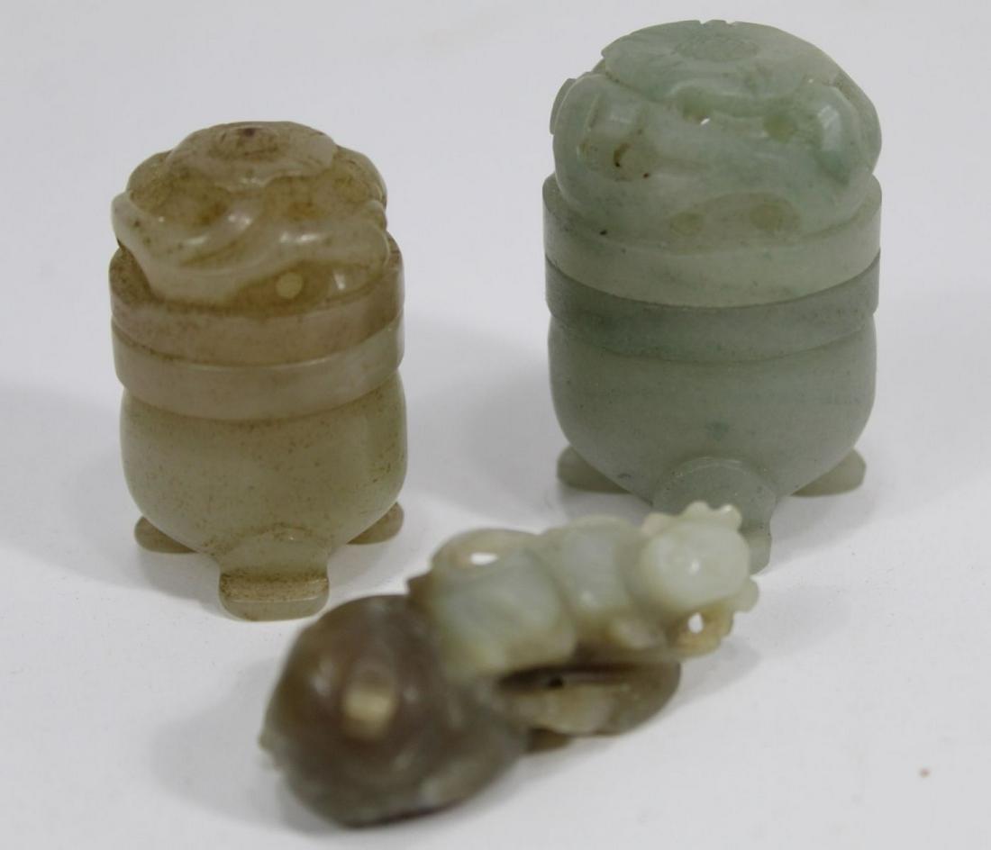 Chinese Carved Jade Incense Burners & Pendant (1 of 7)
