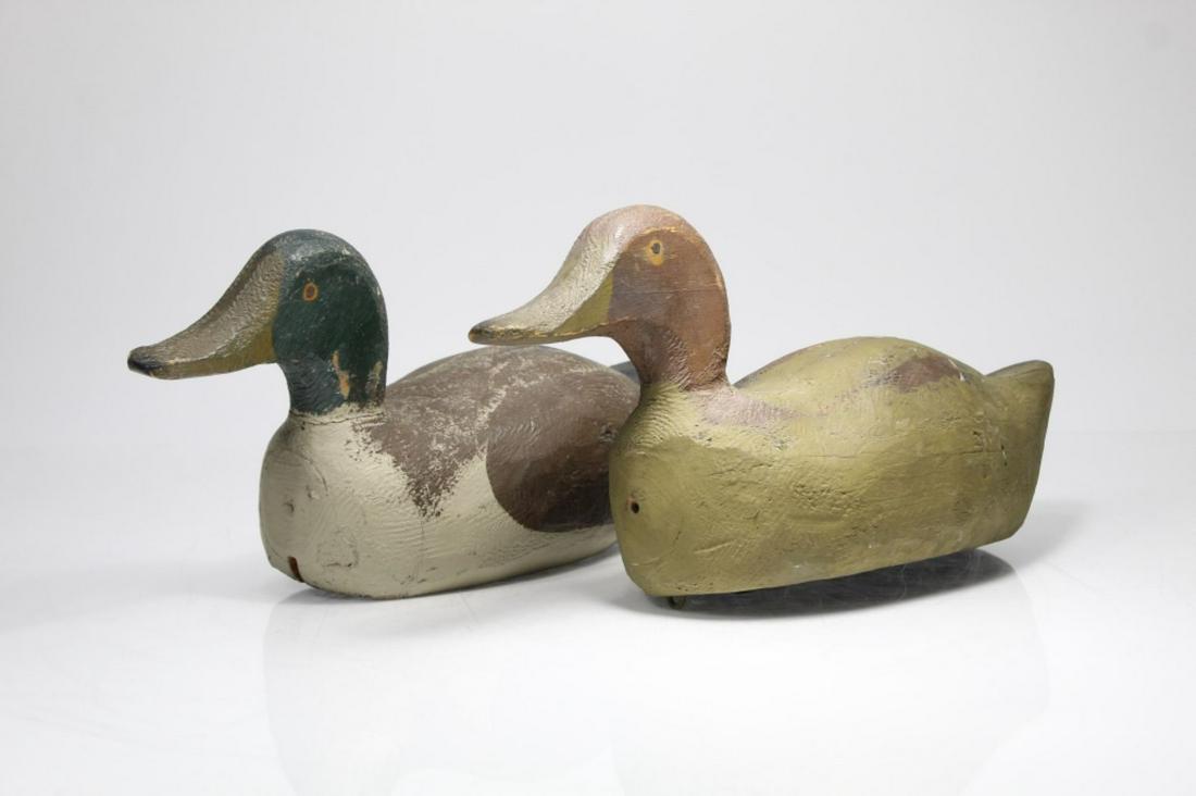 Pair Signed Vintage Wood Duck Decoys, 1936 (1 of 6)