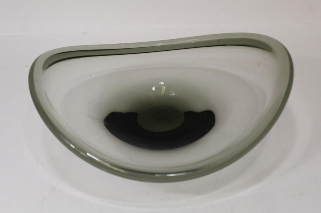Holmegaard Per Lutken Smoked Glass Bowl, 1960: Holmegaard Per Lutken Smoked Glass Bowl, 1960. Signed and dated on base. Some light scratches, otherwise good condition with no chips or cracks. Measures 4x13x13"