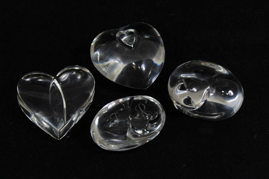Steuben Glass Cat & Heart Paperweights (1 of 5)