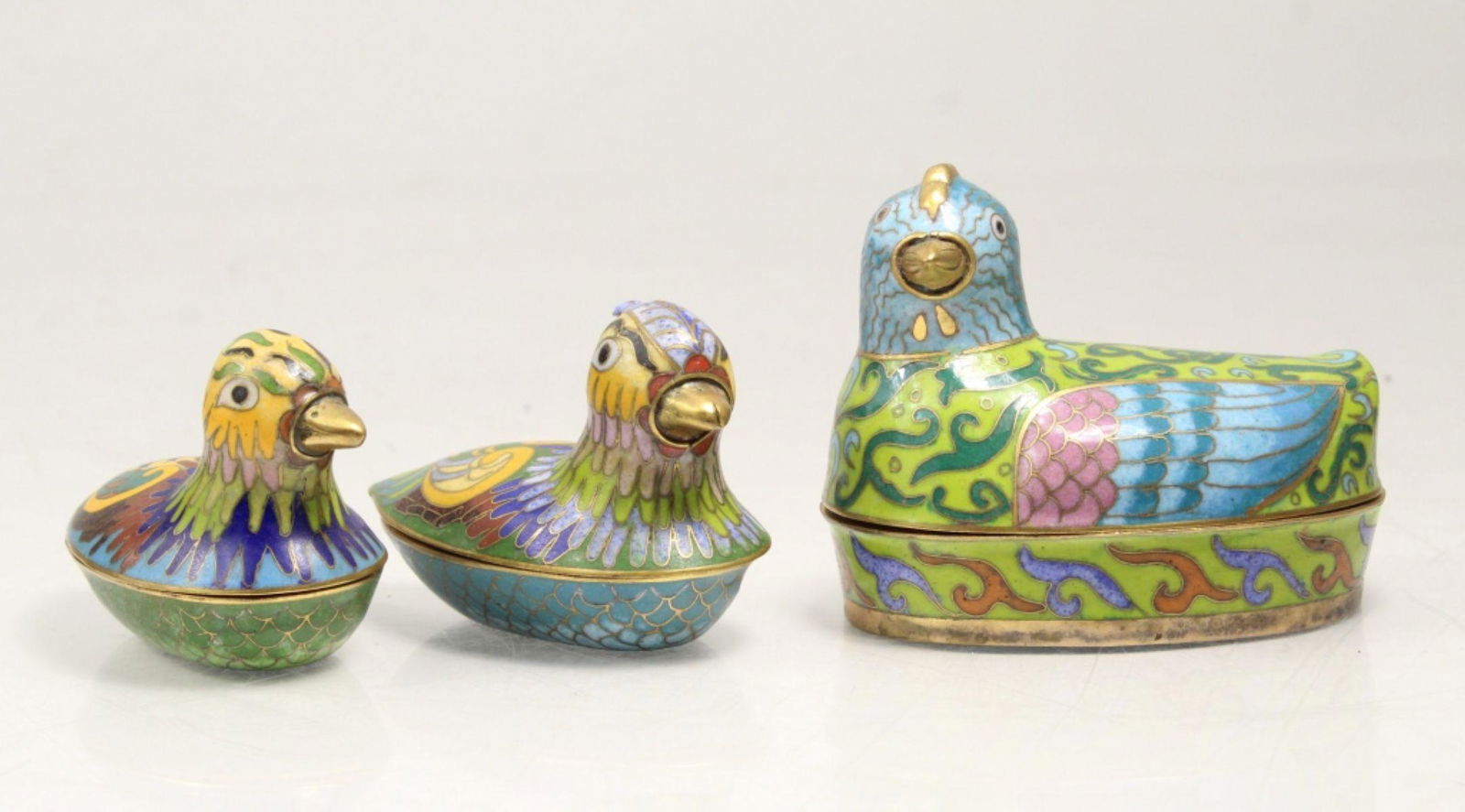 3 Chinese Cloisonne Duck Covered Boxes (1 of 8)