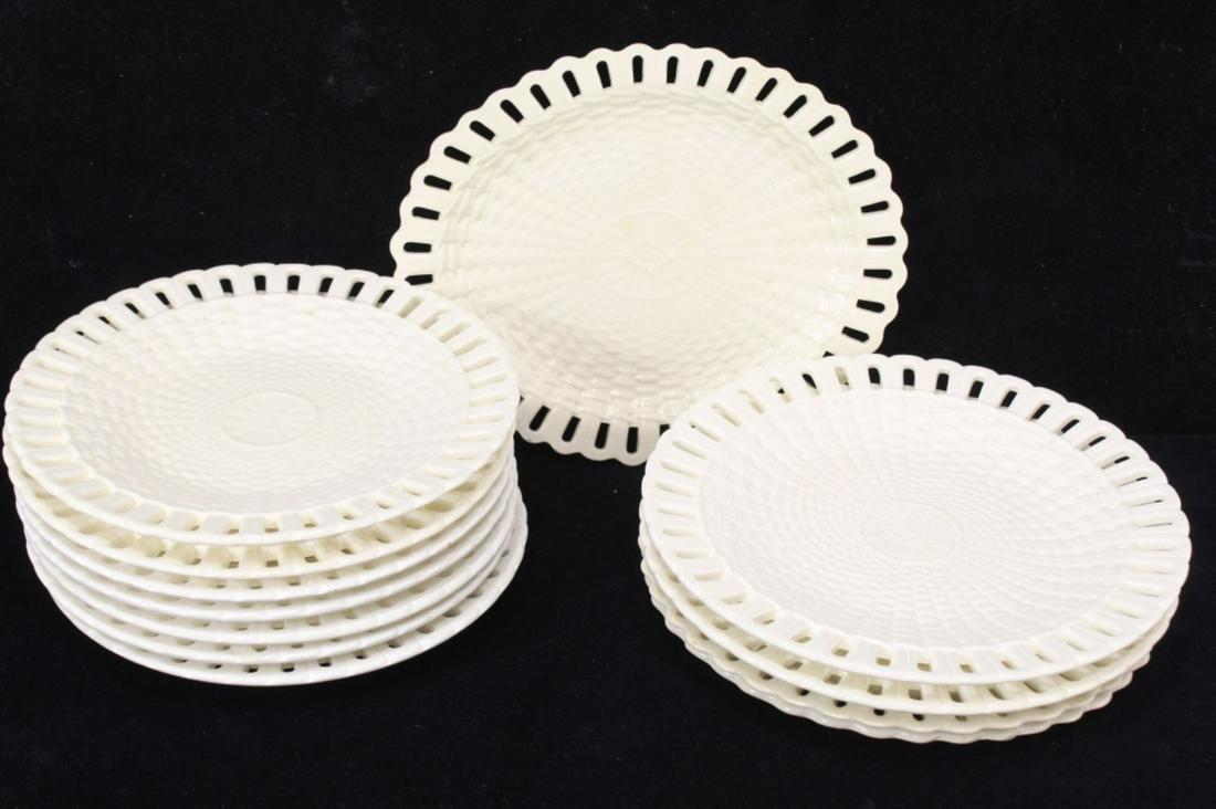 Antique Creamware Basketweave Plates (1 of 13)