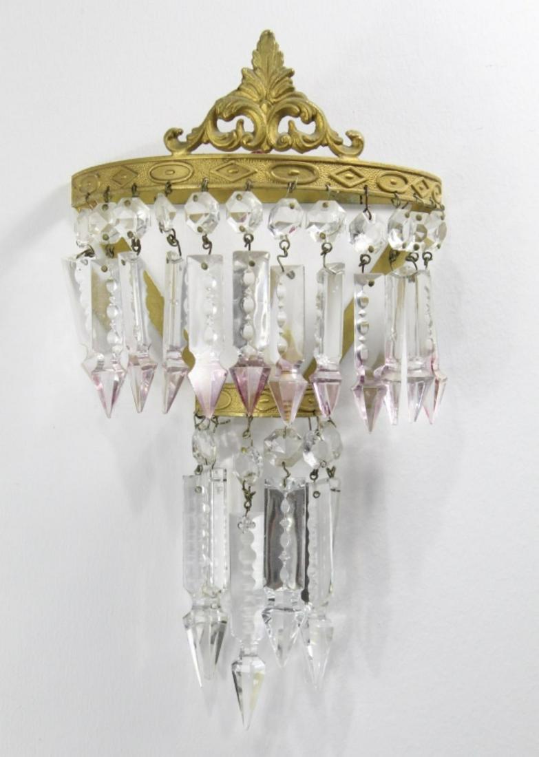 Vintage French Gilt Metal & Crystal Wall Sconce (1 of 7)