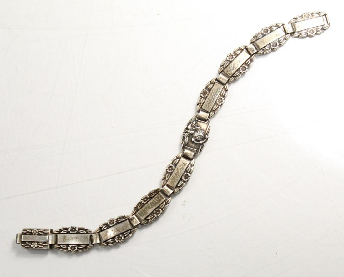 WW II Marine Sterling Forget Me Not Bracelet (1 of 6)