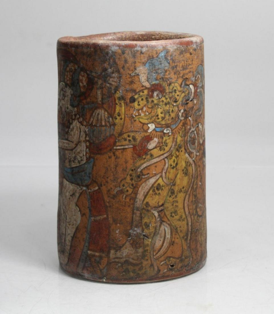 Aztec / Mayan Polychrome Cylinder Vase (1 of 5)