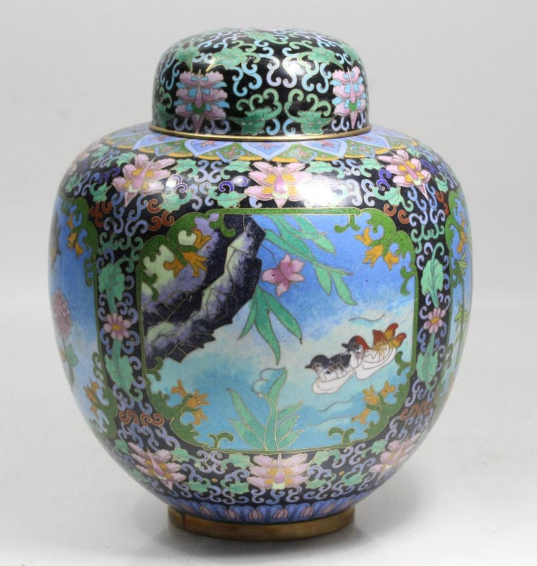Large Chinese Cloisonne Lidded Jar
