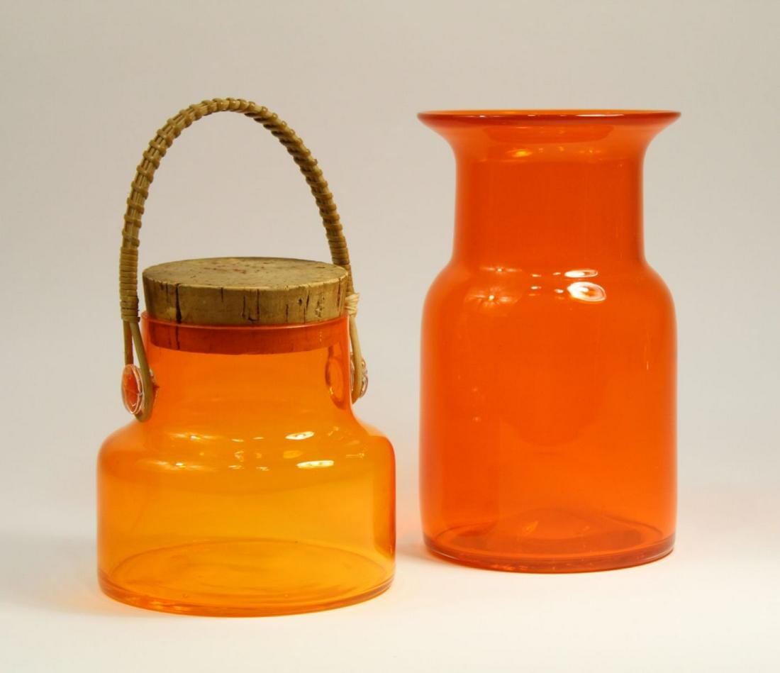 2pc Takahashi Japan Orange Glass Vessels (1 of 6)