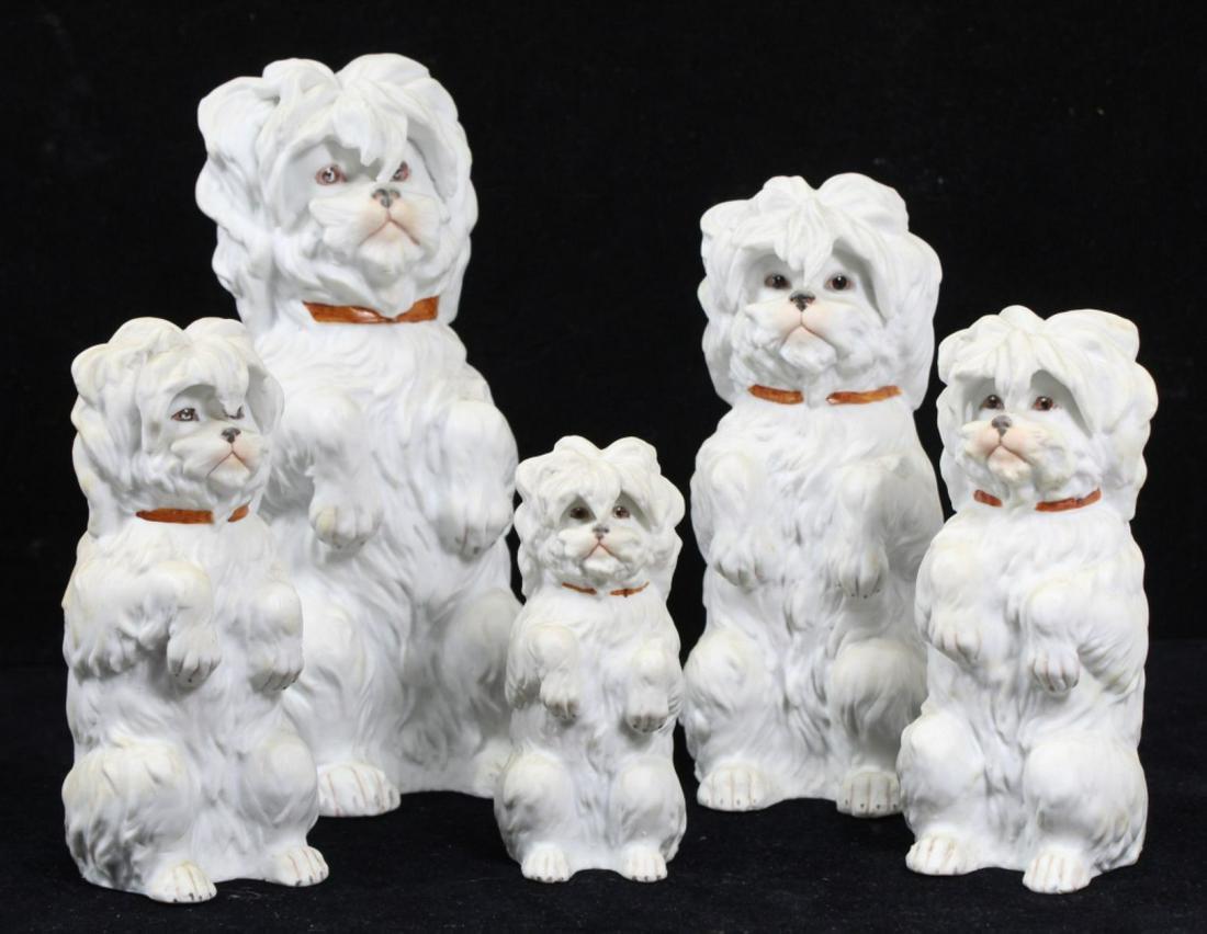 5 Antique Bisque Porcelain Gebruder Heubach Dogs (1 of 9)
