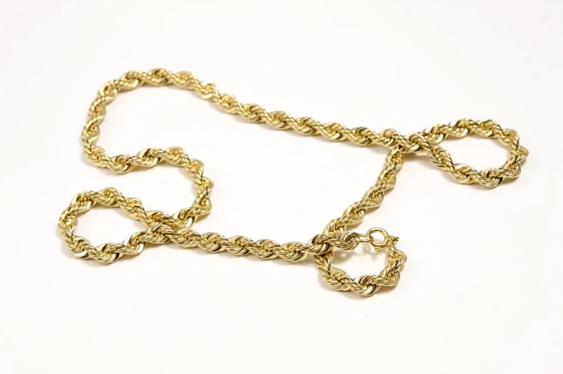 14K Yellow Gold Rope Chain Necklace- 58g (1 of 6)