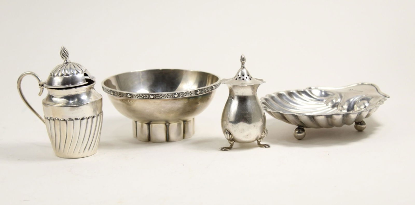 Antique English Sterling Silver Mustard Pot, Bowls, & Shaker (1 of 9)