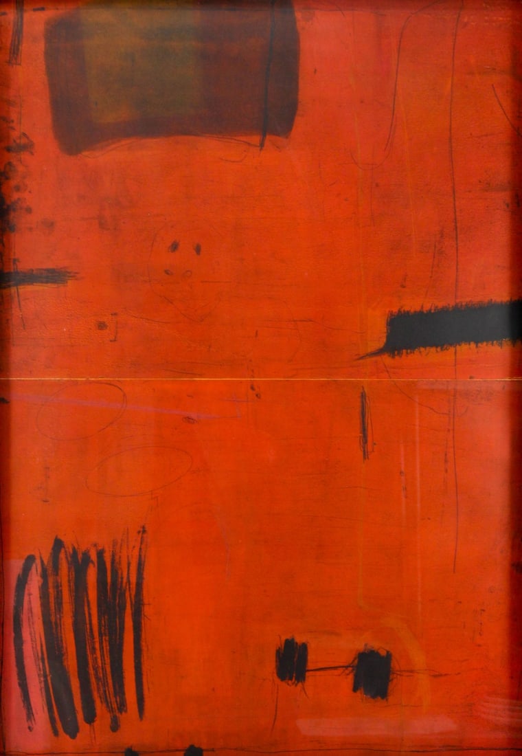 Yoko Hara Large Abstract Red Aquatint Etching (1 of 5)