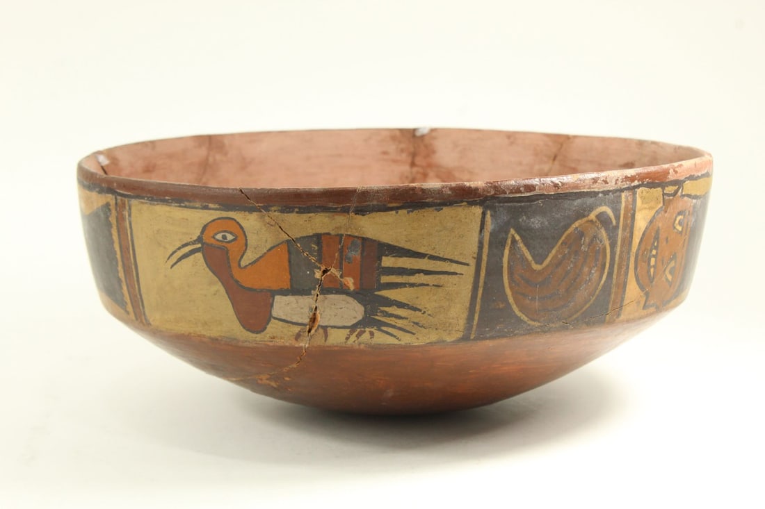 Nazca Culture Pottery Trophy Head Bird Large Bowl (1 of 7)