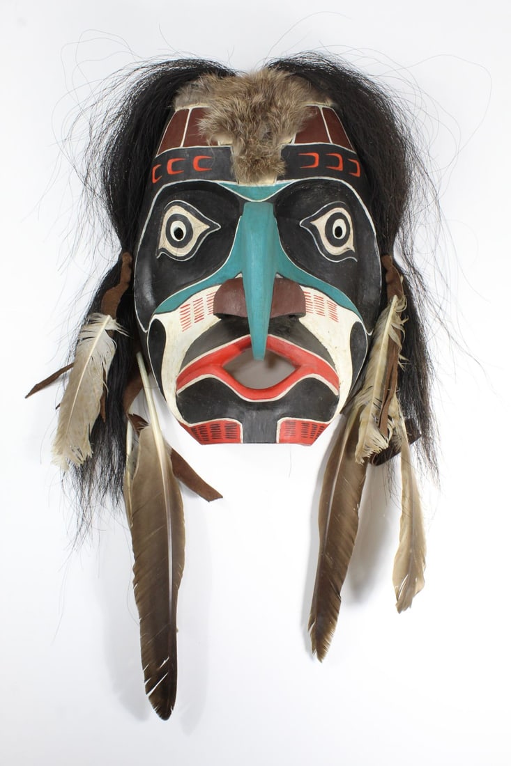 Rocky O'Brien Tsimshian Hawk Spirit Cedar Mask (1 of 7)