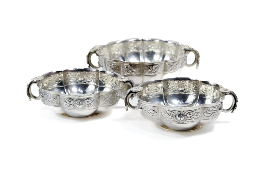 Three Sanborns Mexico Sterling Aztec Rose Bowls (1 of 7)
