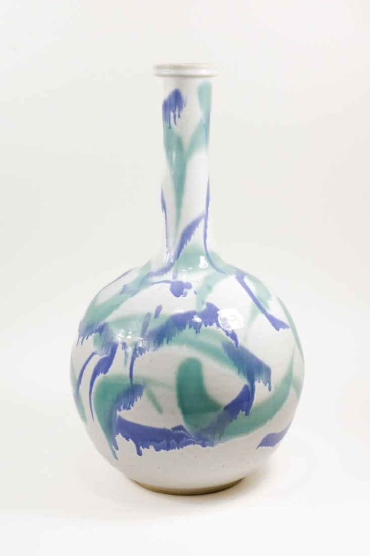 Japanese Shigaraki Tokkuri Sake Bottle Vase 18" (1 of 5)