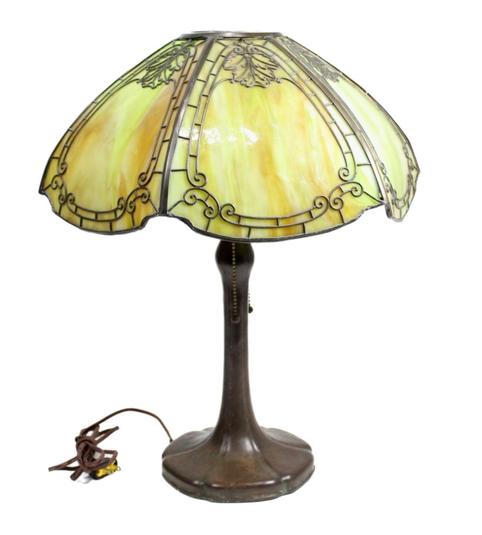 Handel Curved Slag Glass Table Lamp (1 of 7)