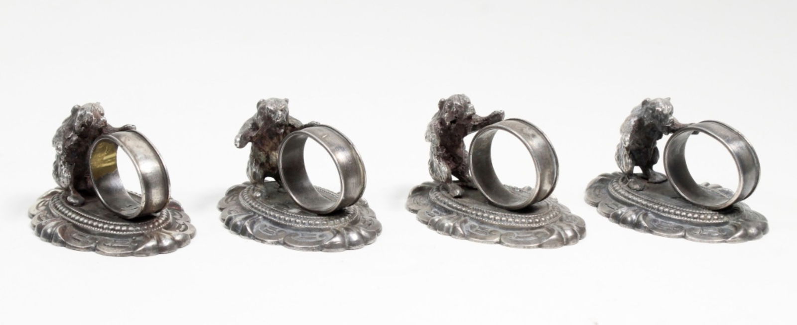Antique Sterling Silver Figural Bear Napkin Rings (1 of 5)