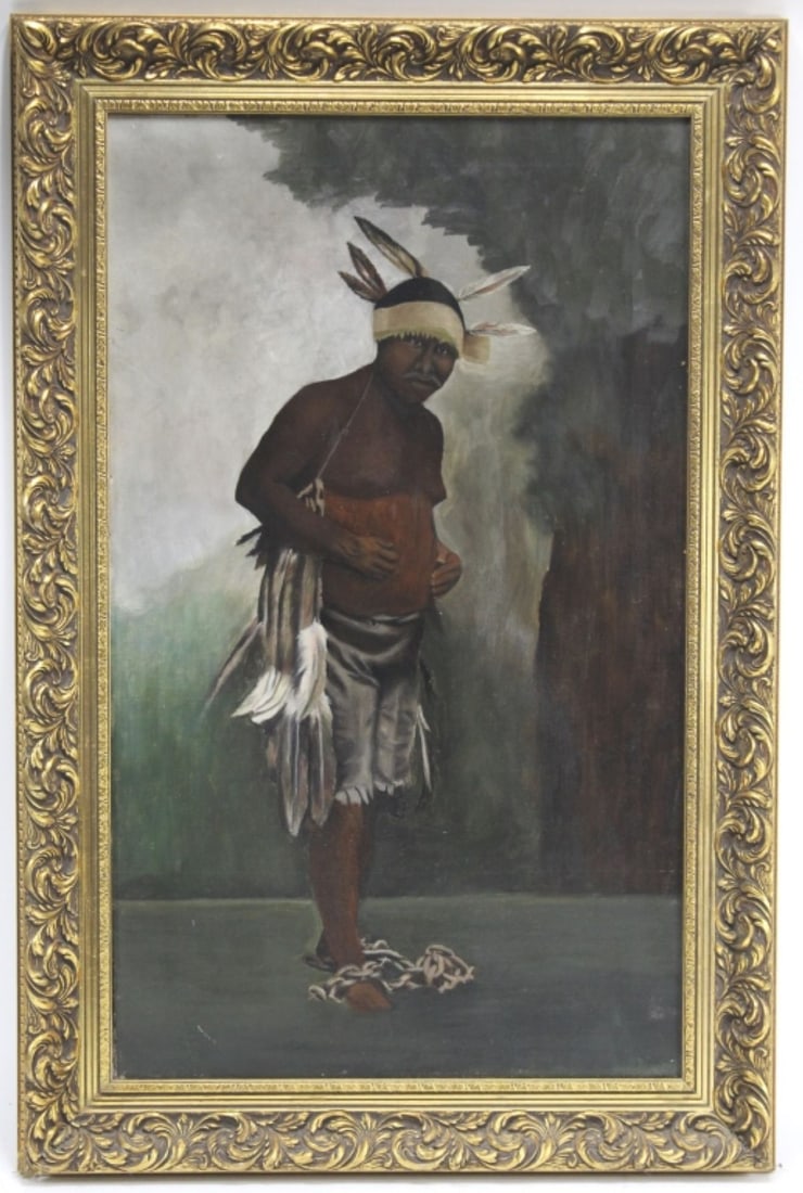 Antique Primitive / Folk Art Painting of Native American (1 of 13)