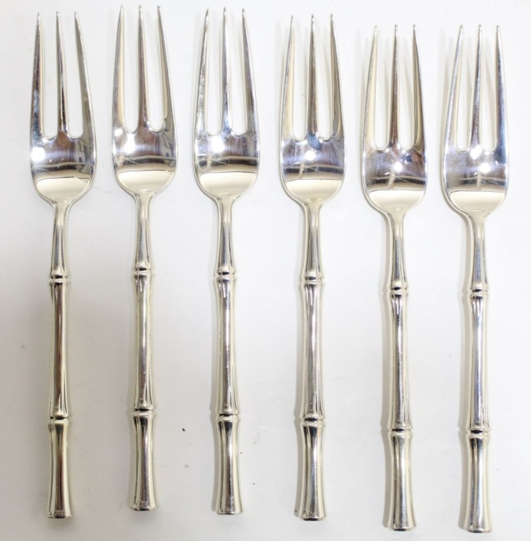 Tiffany & Co. BAMBOO Sterling Silver Salad Forks (1 of 6)
