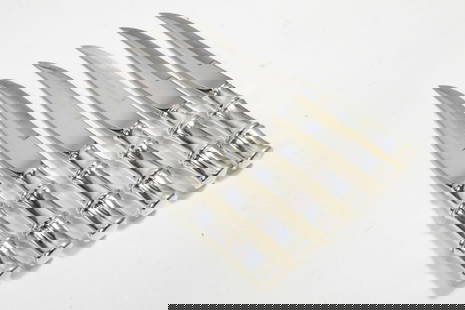 Tiffany & Co. BAMBOO Sterling Silver Steak Knives: Set of 6 Tiffany sterling silver handle "Bamboo" pattern steak knives with stainless steel blades. No monograms. The Bamboo pattern was designed by Van Day Truex and introduced in 1961.Very good condi