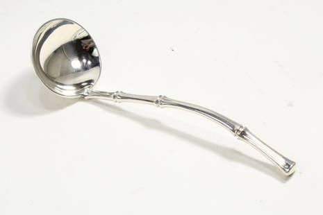 Tiffany & Co. Bamboo Sterling Silver Ladle: Tiffany sterling silver "Bamboo" pattern ladle. Marked TIFFANY & CO. STERLING to handle. No monogram. The Bamboo pattern was designed by Van Day Truex and introduced in 1961. Very good condition. 106