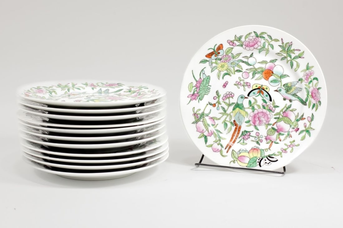 Chinese Porcelain Bird & Butterfly Plates (1 of 6)