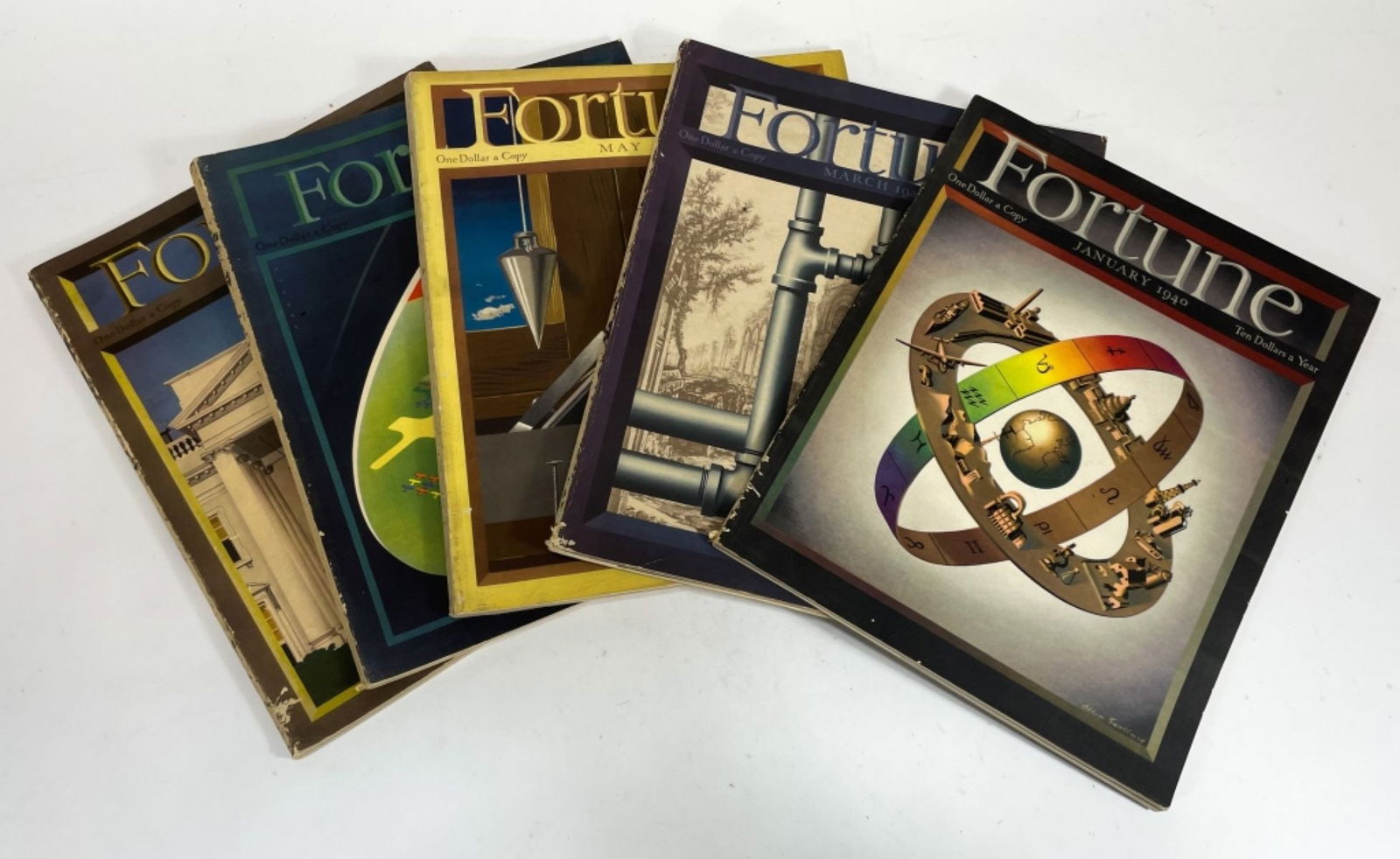 Group 5 Fortune Magazines 1940: Group 5 Fortune Magazines 1940. Published by TIME Magazine. Includes January, March, May, June, and November. Cover art by Allen Saalburg, Stanley William Crane, Joseph Binder, Antonio Petruccelli, et