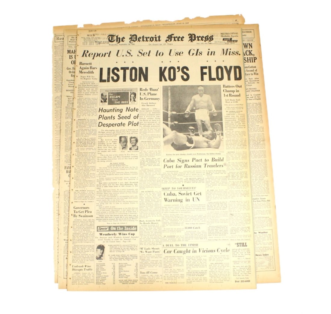 Pair Vintage Boxing Headline Newspapers (1 of 7)