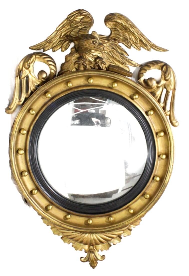 Antique Eagle Girandole Convex Bullseye Mirror (1 of 6)