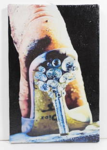 Eric Doeringer "Bootleg Series: Marilyn Minter": Eric Doeringer (b.1974 California) "Bootleg Series: Marilyn Minter" Mixed Media Artwork, 2006. Artist Stamp on verso. Bootleg of Minter's "Strut". Acrylic and collage on canvas. Measures 9x6". Excelle