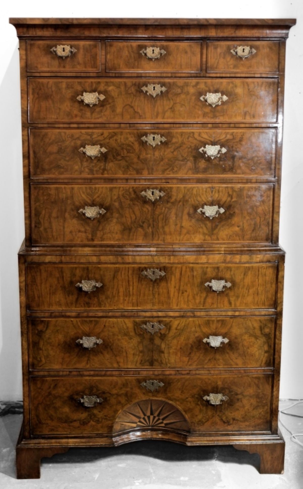 English George II Walnut Burl Chest on Chest (1 of 19)
