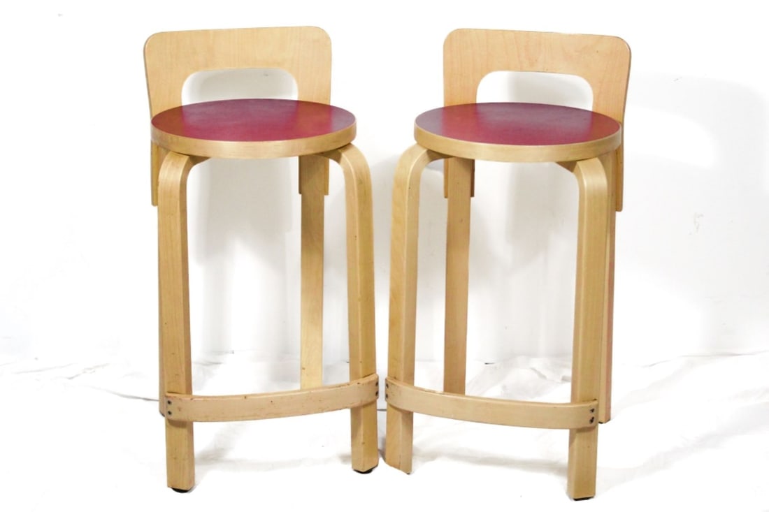 Pair Alvar Aalto K65 Low Back Counter Stools (1 of 9)