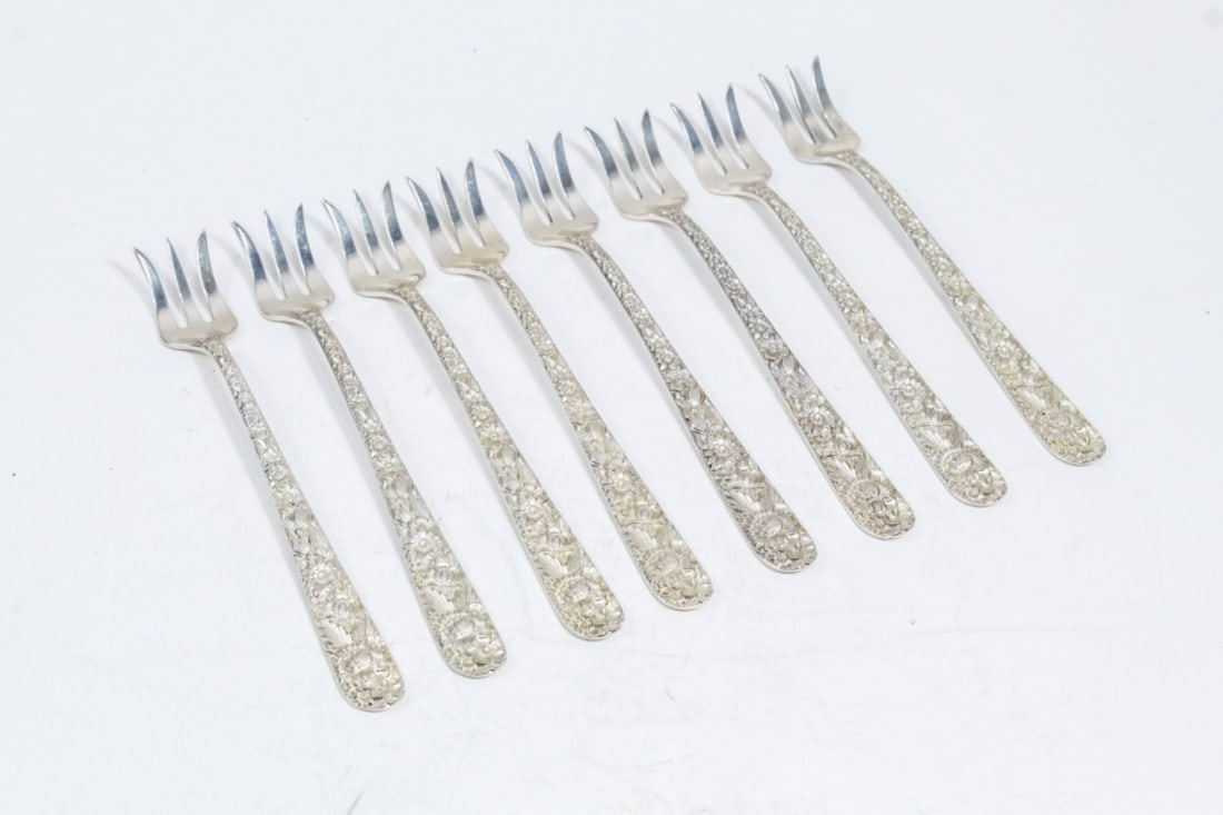 S. Kirk & Son REPOUSSE Sterling Oyster Forks (1 of 6)