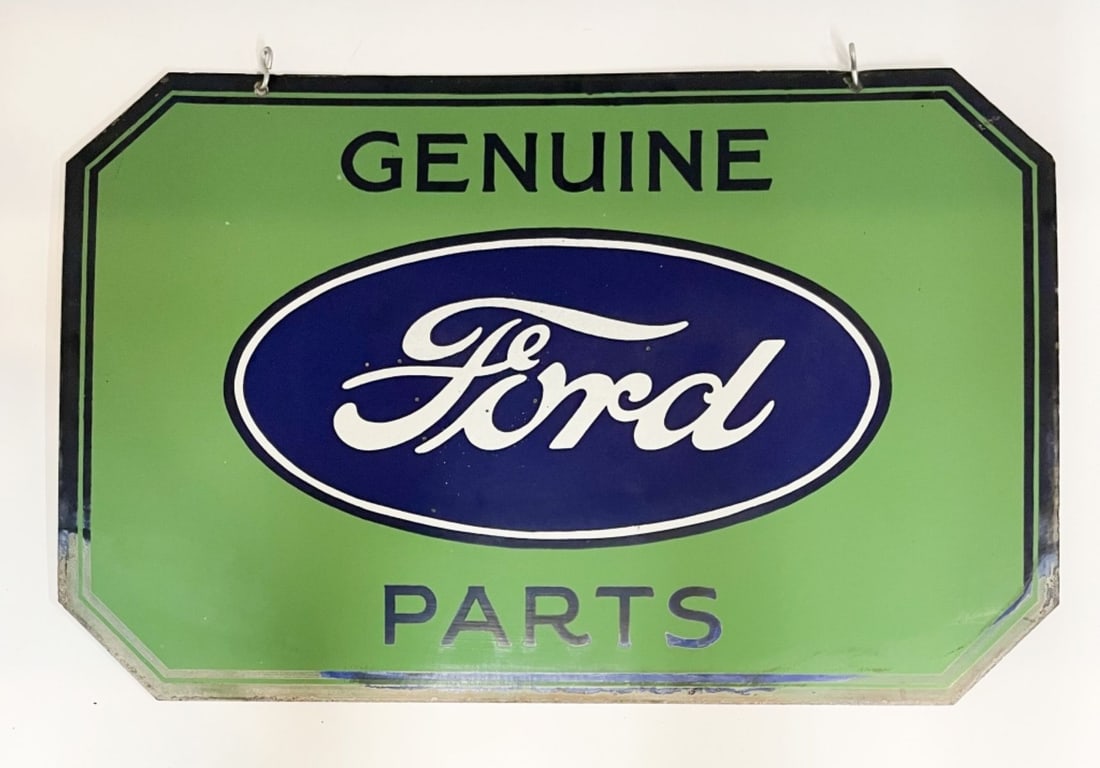 Vintage GENUINE FORD PARTS Double-Sided Sign (1 of 5)
