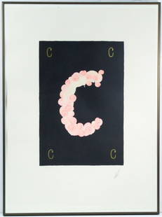 Erte "Letter C" Signed Serigraph: Erte "Letter C" Signed Serigraph. Pencil numbered 289/ 350 lower left, pencil signed lower right, and CG blind stamp lower left corner. Published by Circle Gallery, LTD. Image 15.5x10.75" on 