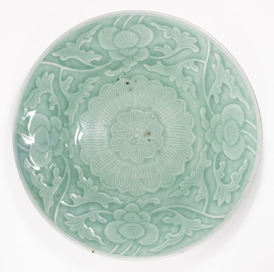 Chinese Qing Dynasty Celadon Charger Floral 15" (1 of 5)