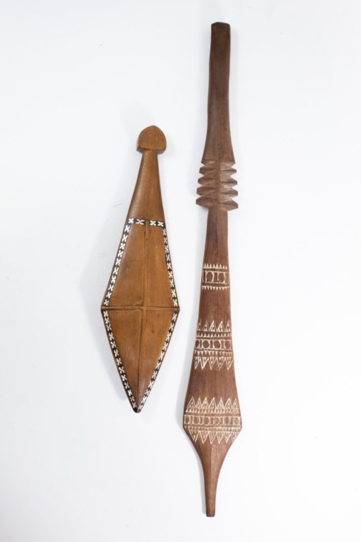 2 Solomon Islands  Ceremonial Wood Dance Clubs (1 of 4)