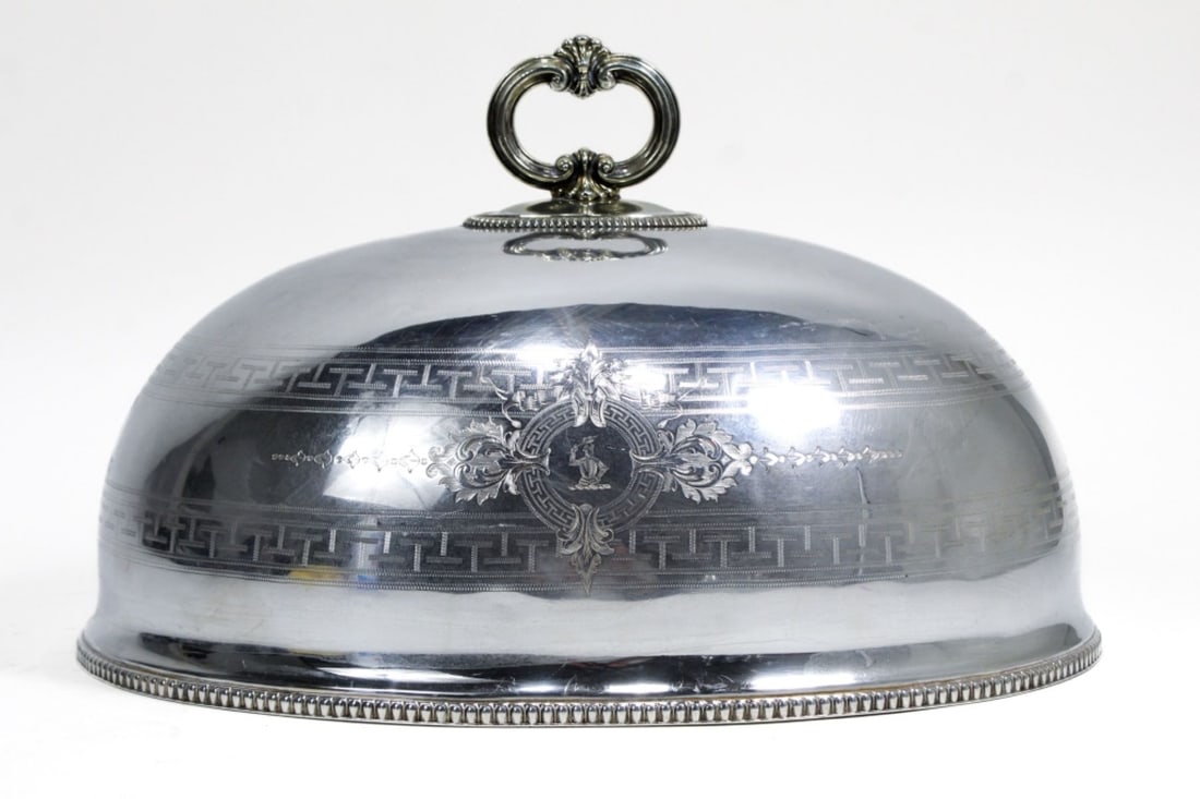 Antique Engraved Electroplated Silver Meat Dome (1 of 8)