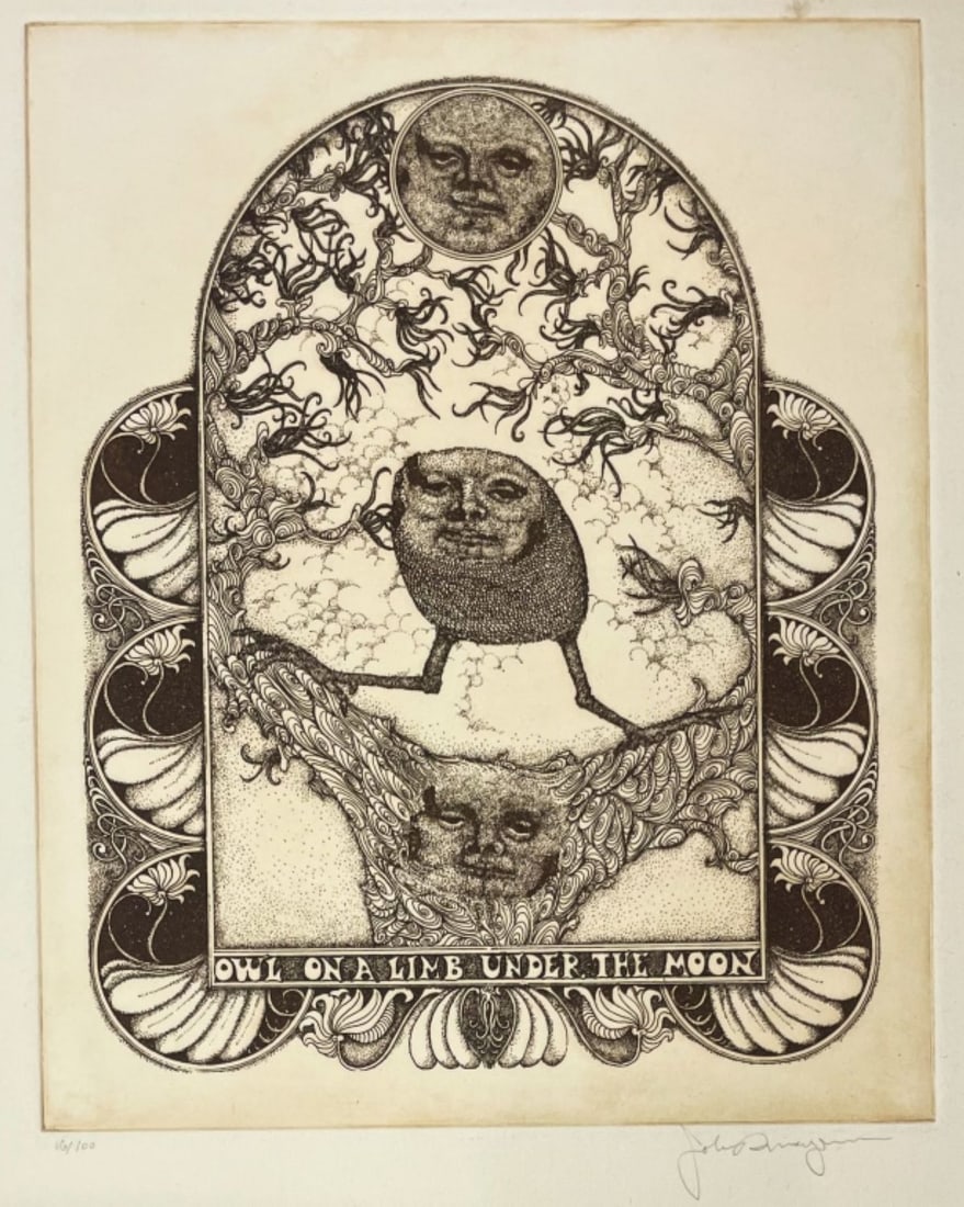 John P. Morgan (WA) "Owl on a Limb Under the Moon" (1 of 3)