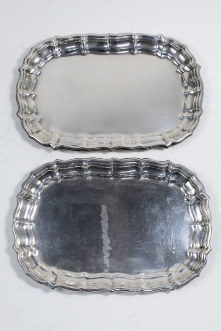 Two Sterling Silver CHIPPENDALE Pattern Trays (1 of 6)