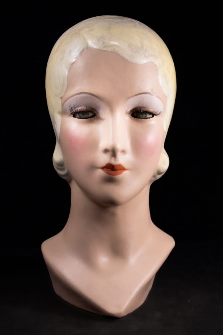 1920's Store Display Women's Head Mannequin (1 of 8)