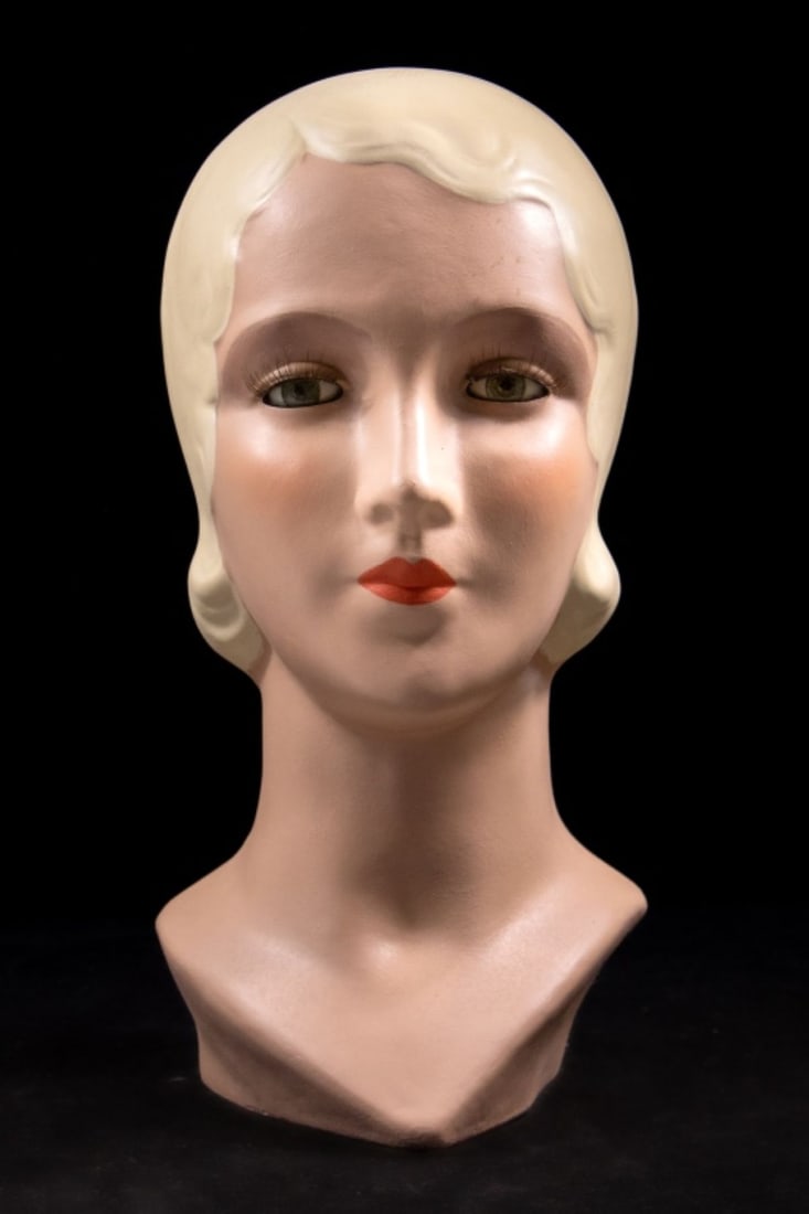 1920's Store Display Women's Head Mannequin (1 of 9)